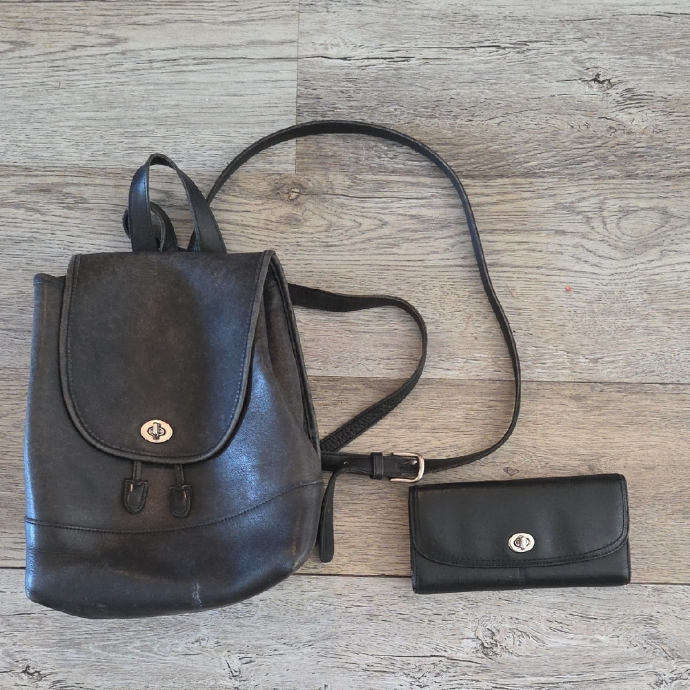 Vintage Coach Backpack And Matching Wallet